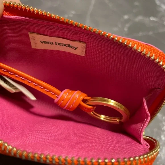 NWT Vera Bradley Orange and Pink Zip Card Pouch in Koi Orange - Picture 3 of 12
